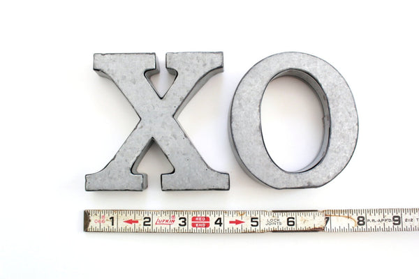 XOXO . metal letters . XO/hugs and kisses . tin letters . free standing letters . tin anniversary . small metal letters . small letters