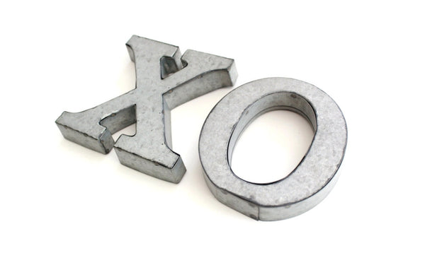 XOXO . metal letters . XO/hugs and kisses . tin letters . free standing letters . tin anniversary . small metal letters . small letters