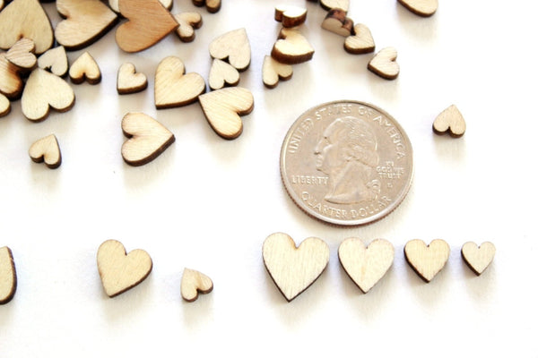 100 Tiny Wooden Hearts
