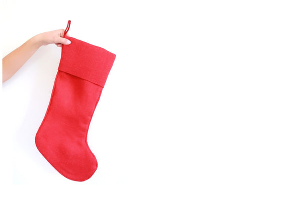 Red Christmas Stocking / Burlap Christmas Stockings