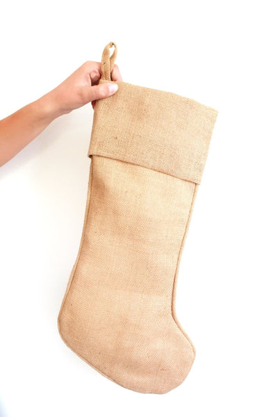 Red Christmas Stocking / Burlap Christmas Stockings