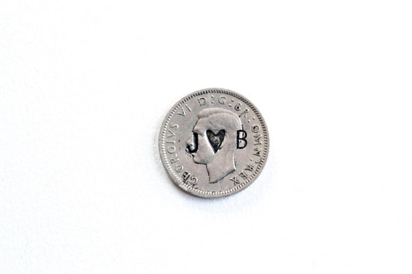 Wedding Sixpence . six pence . personalized sixpence . something old new borrowed blue . love token sixpence . wedding charm . custom coin