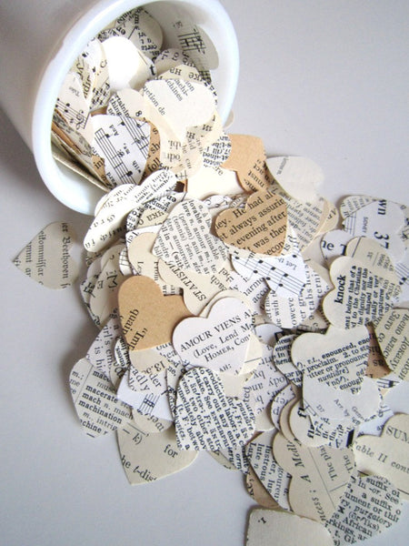 Wedding Confetti 100 Eclectic Paper Heart Confetti/biodegradable confetti . heart wedding favors book confetti