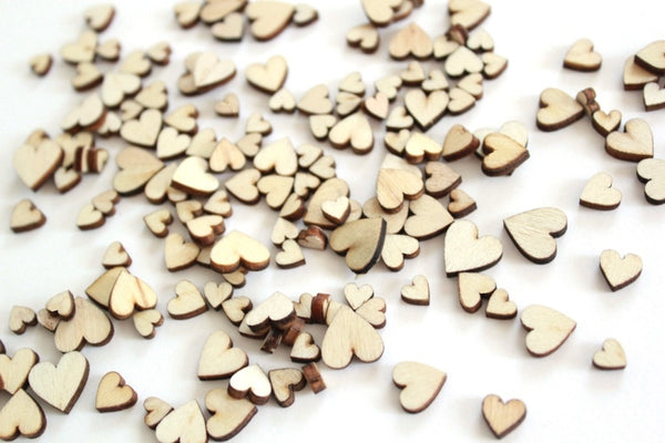 100 Tiny Wooden Hearts