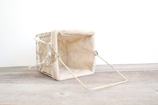 Rustic Flower Girl Basket Heart Wire Basket