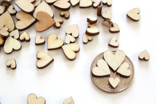 100 Tiny Wooden Hearts Wedding Confetti