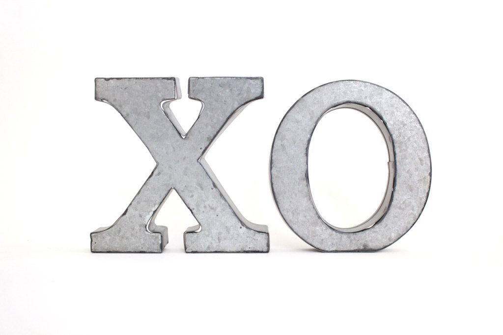 XOXO . metal letters . XO/hugs and kisses . tin letters . free standin –  The Lonely Heart Co
