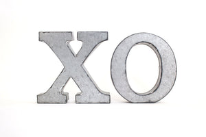 XOXO . metal letters . XO/hugs and kisses . tin letters . free standing letters . tin anniversary . small metal letters . small letters