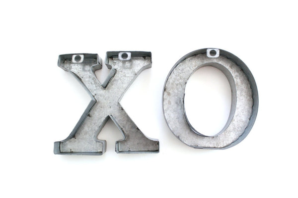XOXO . metal letters . XO/hugs and kisses . tin letters . free standing letters . tin anniversary . small metal letters . small letters
