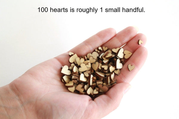 100 Tiny Wooden Hearts