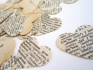 Vintage Wedding Confetti Paper Heart Confetti cut from old dictionaries