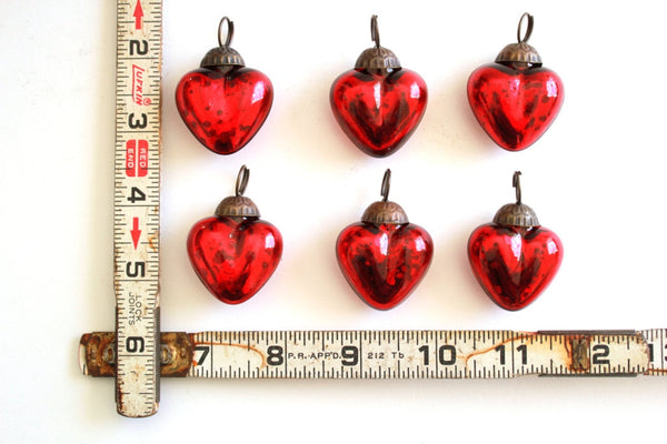 Red or Silver Heart Mercury Glass Ornaments