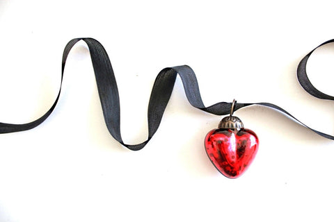 Red or Silver Heart Mercury Glass Ornaments